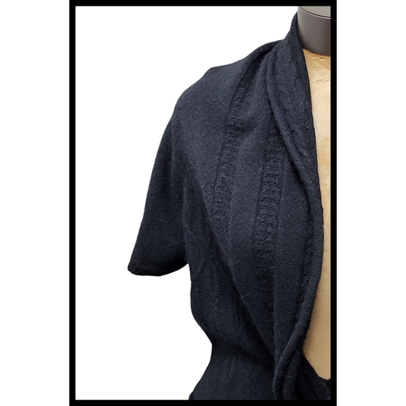 Anthropologie Sleeping On Snow Twist Front Shaw Collar Sweater Black Large - Picture 3 of 9